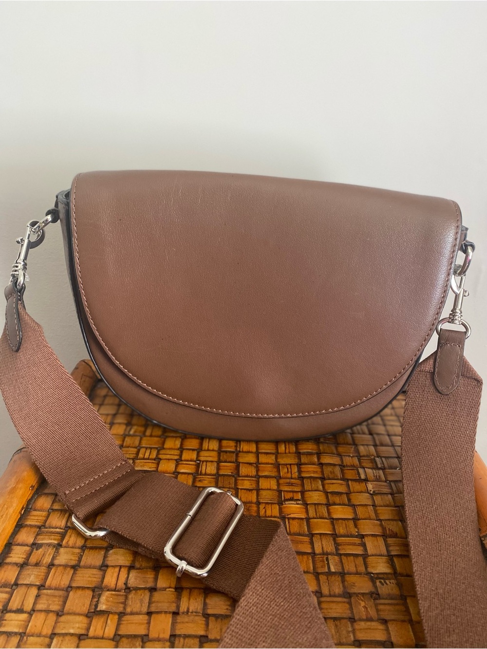 J. Jill Leather Saddle Bag Half Moon Western Quiet Luxury Festival Old Money